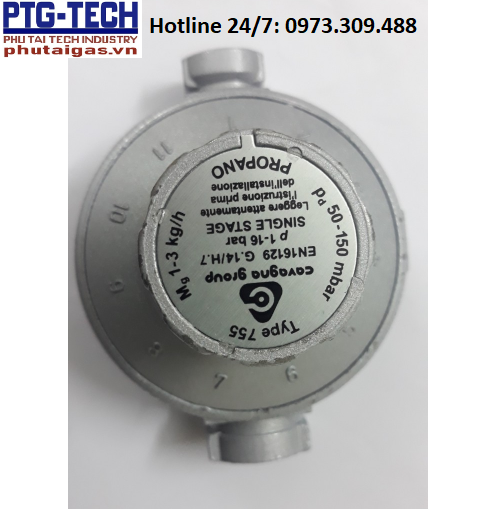 Van giảm áp cấp 2 LPG model 755, P1max 3,9bar, P2max 500mbar, connect 1/4